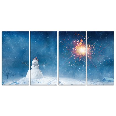 4 Pieces Christmas Snowman Picture Home Wall Decor Gifts