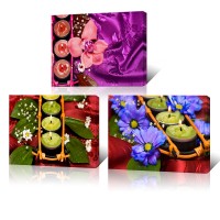 Canvas Prints Wall Art Relaxing Spa Aromatic Candles and Zen Flower Painting Picture Set of 3 Still Life Poster Artwork Gallery