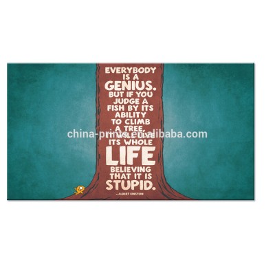 Word Canvas Wall Art 'EVERYBODY IS A GENIUS' Inspirational Celebrities Print on Canvas Framed and Stretched Easy to Hang on Wall