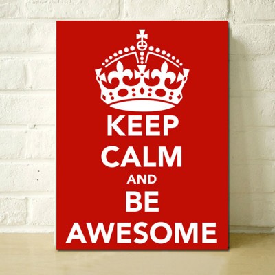 Quotes Canvas Wall Art Print Decorative Word Sign Keep Clam and Be Awesome for Home Decor