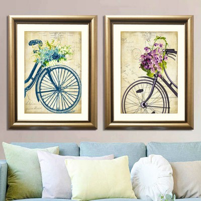 Wholesale 2 Pieces Set Canvas Wall Art Bicycle Poster Frame On Canvas For Living Room Decor