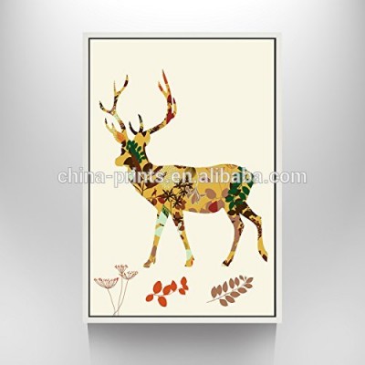 Wall Art with Floater Frame Deer Stag With Long Antler Painting Animal Pictures For Home Decor Decoration Gift