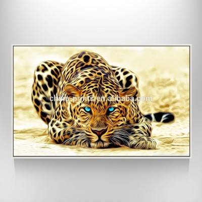 Floater Photo Framed Leopard Canvas Wall Art Abstract Leopard Print on the Canvas Attractive Leopard Picture Easy Hanging On