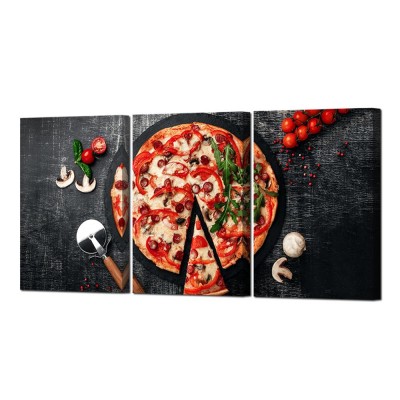 Food Picture Canvas Wall Art Pizza Poster Art Prints Framed Ready To Hang Kitchen Wall Decor