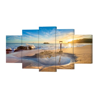 Canvas Wall Art Beach Sunset Sea Painting Framed Artwork Living Room Home Wall Decor