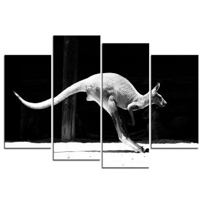 4 Pieces Black and White Kangoroo Animals Poster Canvas Prints Wall Art Decor