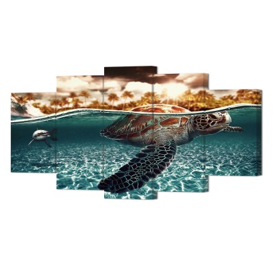 Turtle Pictures Ocean Tropical Beach Underwater Views Turtle and Shark Modern Framed Art Prints